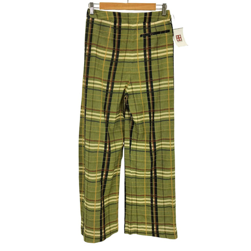 ザラ ZARA ZW COLLECTION CHECKERED LINEN BLEND TROUSERS メンズ XS
