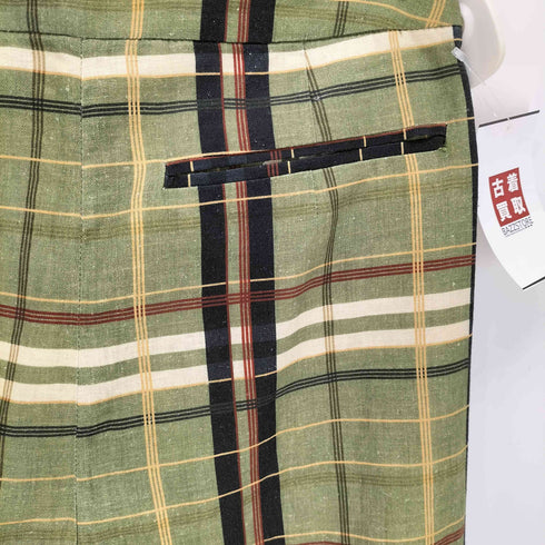 ザラ ZARA ZW COLLECTION CHECKERED LINEN BLEND TROUSERS メンズ XS