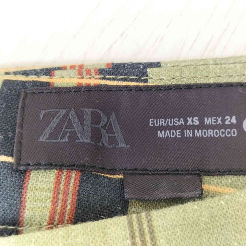 ザラ ZARA ZW COLLECTION CHECKERED LINEN BLEND TROUSERS メンズ XS