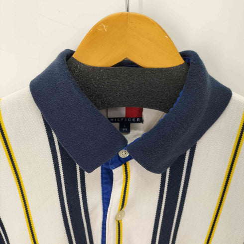 トミーヒルフィガー TOMMY HILFIGER エンブレム刺繍 ストライプポロシャツ メンズ JPN:L