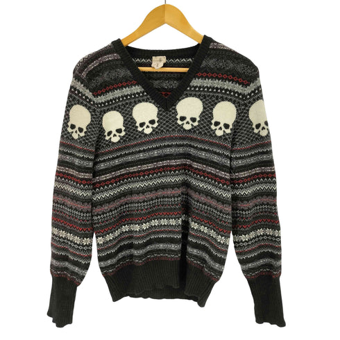 ジャンマアッカウォモ GEMMA.H UOMO イタリア製 スカルデザインVネックニット メンズ import:S