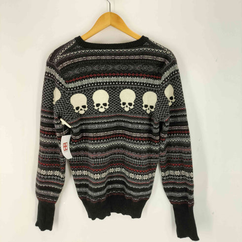 ジャンマアッカウォモ GEMMA.H UOMO イタリア製 スカルデザインVネックニット メンズ import:S