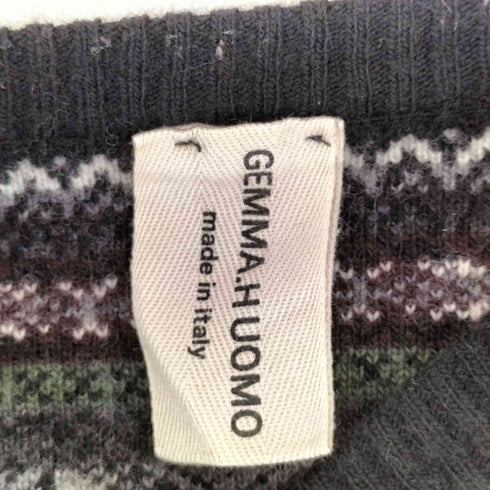 ジャンマアッカウォモ GEMMA.H UOMO イタリア製 スカルデザインVネックニット メンズ import:S