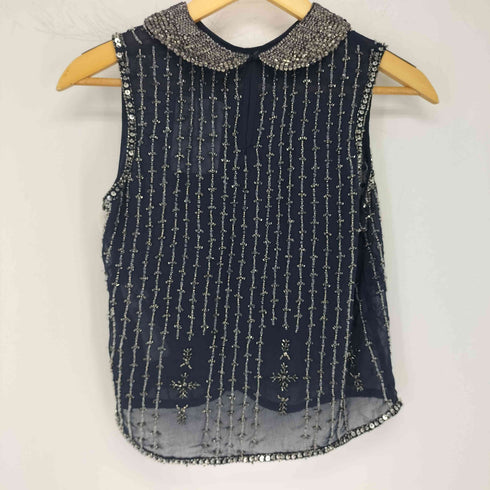ザラ ZARA 総ビーズノースリーブブラウス レディース import:M
