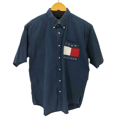 トミーヒルフィガー TOMMY HILFIGER ロゴ刺繍 半袖BDシャツ メンズ JPN:XL