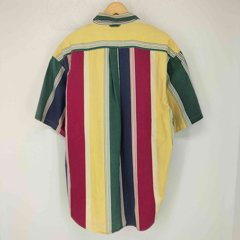 トミーヒルフィガー TOMMY HILFIGER エンブレム刺繍 マルチカラーストライプ 半袖BDシャツ メンズ JPN:XL