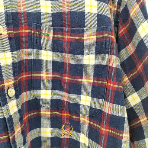 トミーヒルフィガー TOMMY HILFIGER エンブレム刺繍 チェック柄 ボタンダウンシャツ メンズ JPN:M