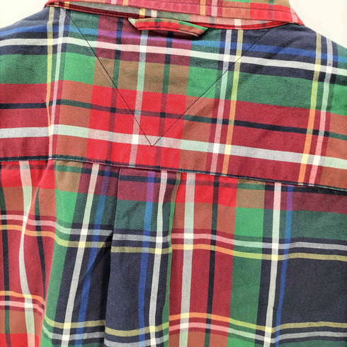 トミーヒルフィガー TOMMY HILFIGER エンブレム刺繍 チェック柄 半袖BDシャツ メンズ JPN:L