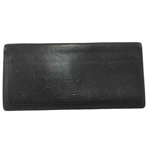 イヴサンローラン Yves Saint Laurent ロゴ刻印 ソフトシボレザー ロングウォレット レディース