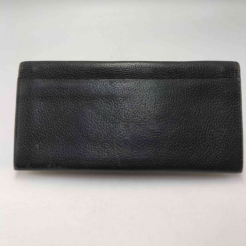 イヴサンローラン Yves Saint Laurent ロゴ刻印 ソフトシボレザー ロングウォレット レディース
