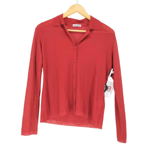 イッセイミヤケ ISSEY MIYAKE 90s 銀タグ トリアセテートレーヨン開襟ニットカーディガン レディース JPN:M