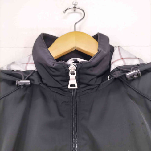 バーバリーブラックレーベル BURBERRY BLACK LABEL 裏地チェック ロゴ刺繍ナイロンフーディーベスト メンズ JPN:M