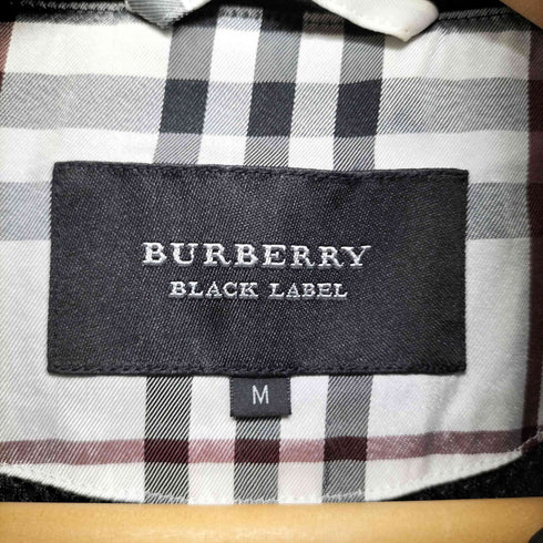 バーバリーブラックレーベル BURBERRY BLACK LABEL 裏地チェック ロゴ刺繍ナイロンフーディーベスト メンズ JPN:M