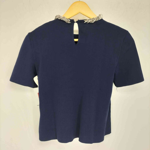 ザラ ZARA PLAIN KNIT TOP WITH BEADED NECK レディース import:S