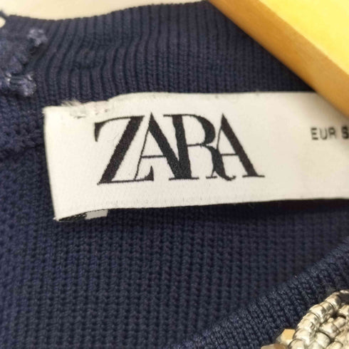 ザラ ZARA PLAIN KNIT TOP WITH BEADED NECK レディース import:S
