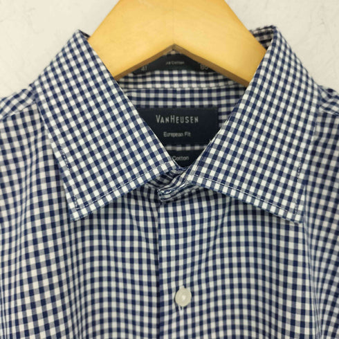 ヴァンヒューゼン VAN HEUSEN 長袖ギンガムチェックシャツ European Fit メンズ