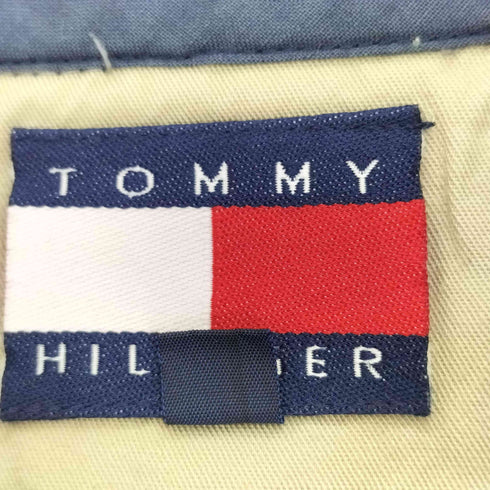 トミーヒルフィガー TOMMY HILFIGER 90s フラッグタグ エンブレム刺繍 リネンコットン ストライプボタンダウンシャツ メンズ S/P