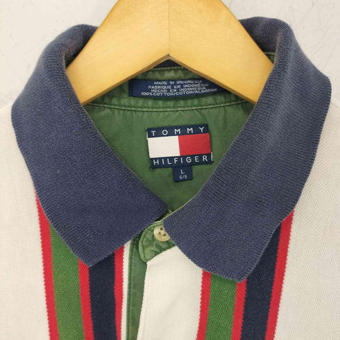 トミーヒルフィガー TOMMY HILFIGER エンブレム刺繍 ストライプS/Sポロシャツ メンズ JPN:L