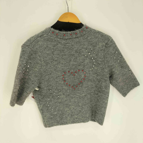 ザラ ZARA ハート デザイン ビジュー アクリルニット カーディガン レディース import:M