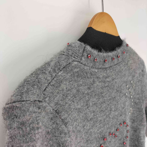 ザラ ZARA ハート デザイン ビジュー アクリルニット カーディガン レディース import:M