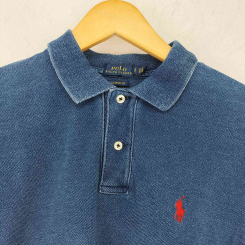 ポロラルフローレン POLO RALPH LAUREN インディゴ染め ポニー刺繍 鹿の子ポロシャツ メンズ SP
