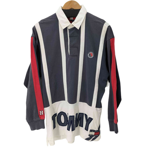 トミーヒルフィガー TOMMY HILFIGER ロゴ刺繍 ストライプラガーシャツ メンズ JPN:M