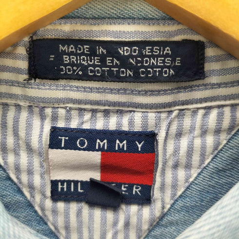 トミーヒルフィガー TOMMY HILFIGER エンブレム刺繍 長袖ボタンダウンデニムシャツ メンズ JPN:L