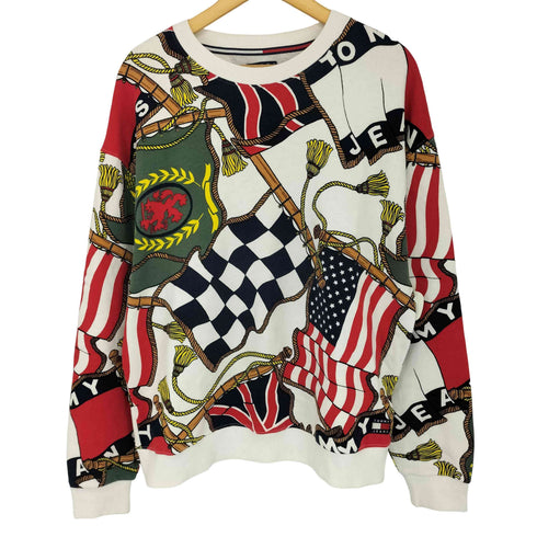 トミージーンズ tommy jeans 90s All Over Print Crew Neck Sweatshirt メンズ JPN:L