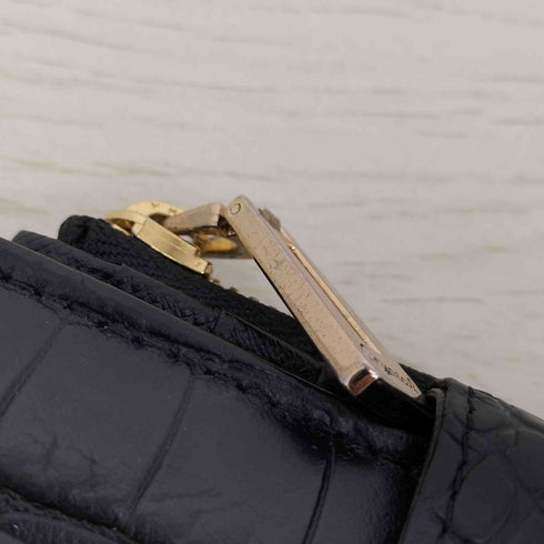 LEATHER JEWELS クロコ型押し二つ折りレザー財布 レディース