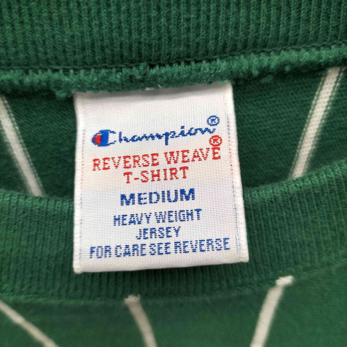チャンピオン Champion 刺繍タグ REVERSE WEAVE T-SHIRT HEAVY WEIGHT JERSEY リバースウィーブ ストライプ カットソー ロンT 袖目付き メンズ import:M