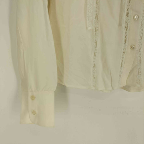 マックスマーラ MAX MARA 花柄 レース 切替 ギャザー スタンドネック L/S シルク シャツ レディース 36