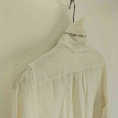 マックスマーラ MAX MARA 花柄 レース 切替 ギャザー スタンドネック L/S シルク シャツ レディース 36