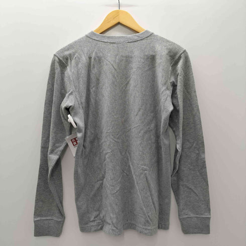 チャンピオン Champion 刺繍タグ REVERSE WEAVE リバースウィーブ カレッジプリント ヘンリーネック 猫目ボタン カットソー ロンT 袖目付き メンズ import:M