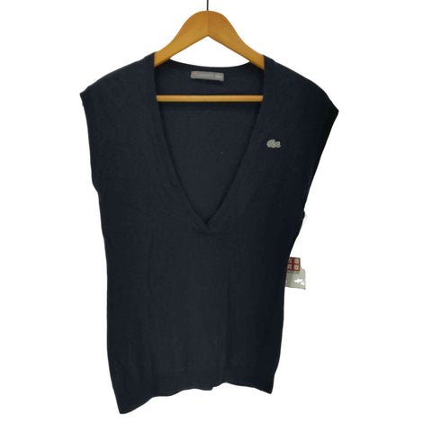 ラコステ LACOSTE ロゴ刺繍 シルク カシミヤ Vネックニットベスト レディース JPN:40