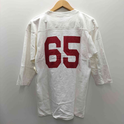 チャンピオン Champion 復刻 バータグ ナンバリング 65 カレッジ プリント ラガーシャツ ロンT 七分丈 袖目付き メンズ import:M