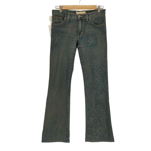 BILL WALL DENIM MADE IN USA フレアデニムパンツ 花 Y2K レディース US:26-27