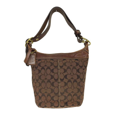 コーチ COACH レザー切替シグネチャーロゴキャンバスショルダーバッグ レディース