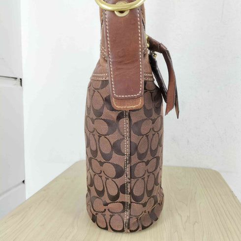 コーチ COACH レザー切替シグネチャーロゴキャンバスショルダーバッグ レディース