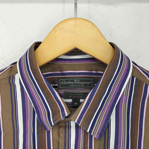 サルヴァトーレフェラガモ Salvatore Ferragamo ストライプ 半袖シャツ メンズ JPN:M