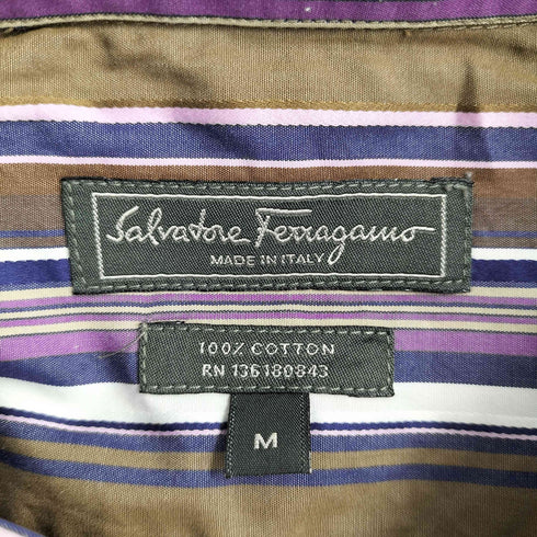 サルヴァトーレフェラガモ Salvatore Ferragamo ストライプ 半袖シャツ メンズ JPN:M