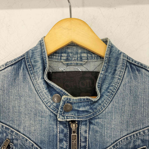 ノートン NORTON ロゴ刺繍 デニム シングルライダースジャケット メンズ