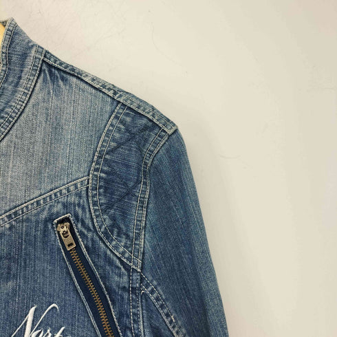 ノートン NORTON ロゴ刺繍 デニム シングルライダースジャケット メンズ