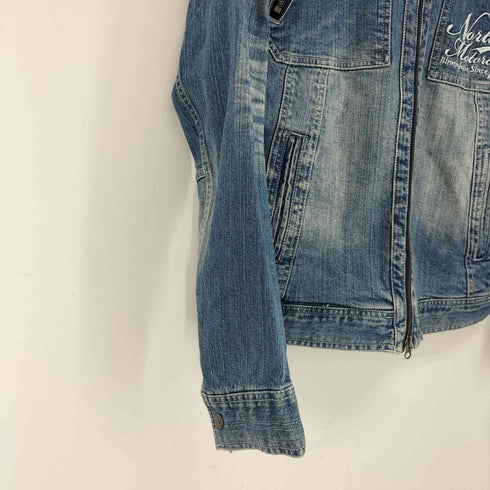 ノートン NORTON ロゴ刺繍 デニム シングルライダースジャケット メンズ