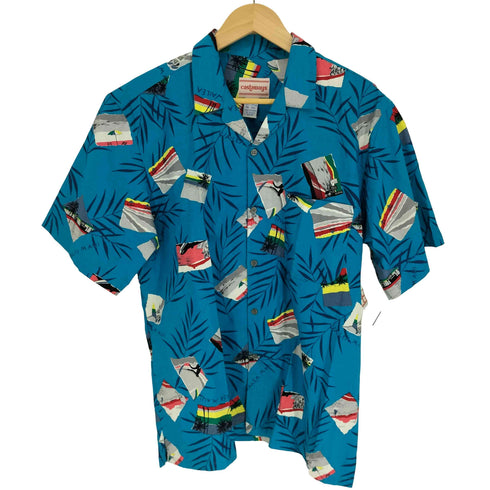 castaways トルコ製 総柄 写真 フォト プリント S/S アロハ シャツ メンズ L