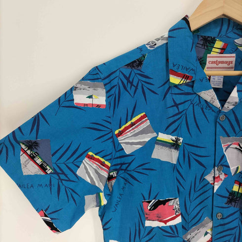 castaways トルコ製 総柄 写真 フォト プリント S/S アロハ シャツ メンズ L