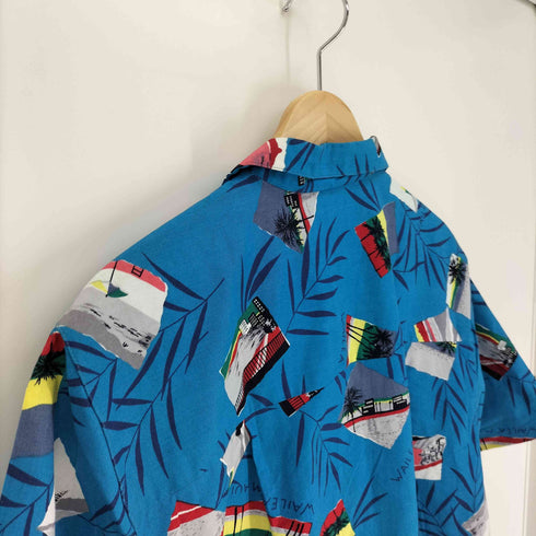 castaways トルコ製 総柄 写真 フォト プリント S/S アロハ シャツ メンズ L