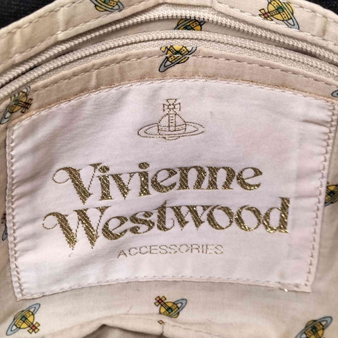 ヴィヴィアンウエストウッドアクセサリー Vivienne Westwood Accessories ベイカーストリート エッジウェア 裏地オーブ柄 キャンバスコットン ショルダーバック オーブ プレート レディース