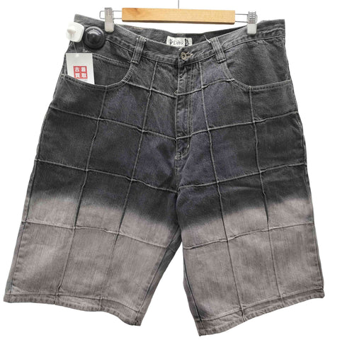 90-00S GODBODY DENIM TECHNOLOGY グラデ―ジョン ステッチ デザイン ワイドデニム ショーツ ジョーツ Y2K メンズ 38