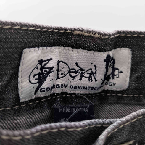 90-00S GODBODY DENIM TECHNOLOGY グラデ―ジョン ステッチ デザイン ワイドデニム ショーツ ジョーツ Y2K メンズ 38