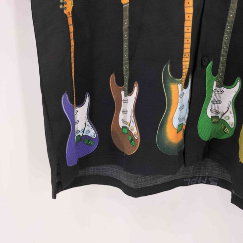 Fender ギター柄 オープンカラー半袖シャツ メンズ M